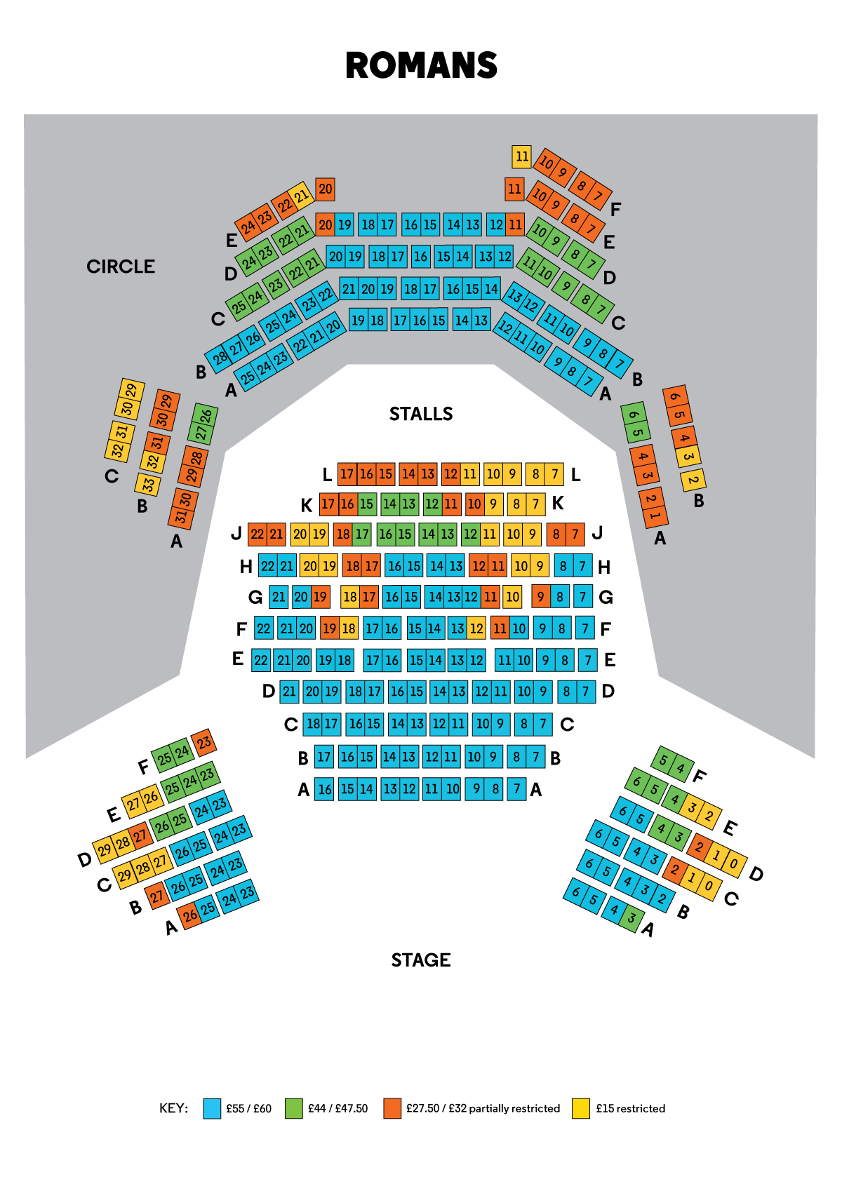 Infographic showing the layout of the auditorium.